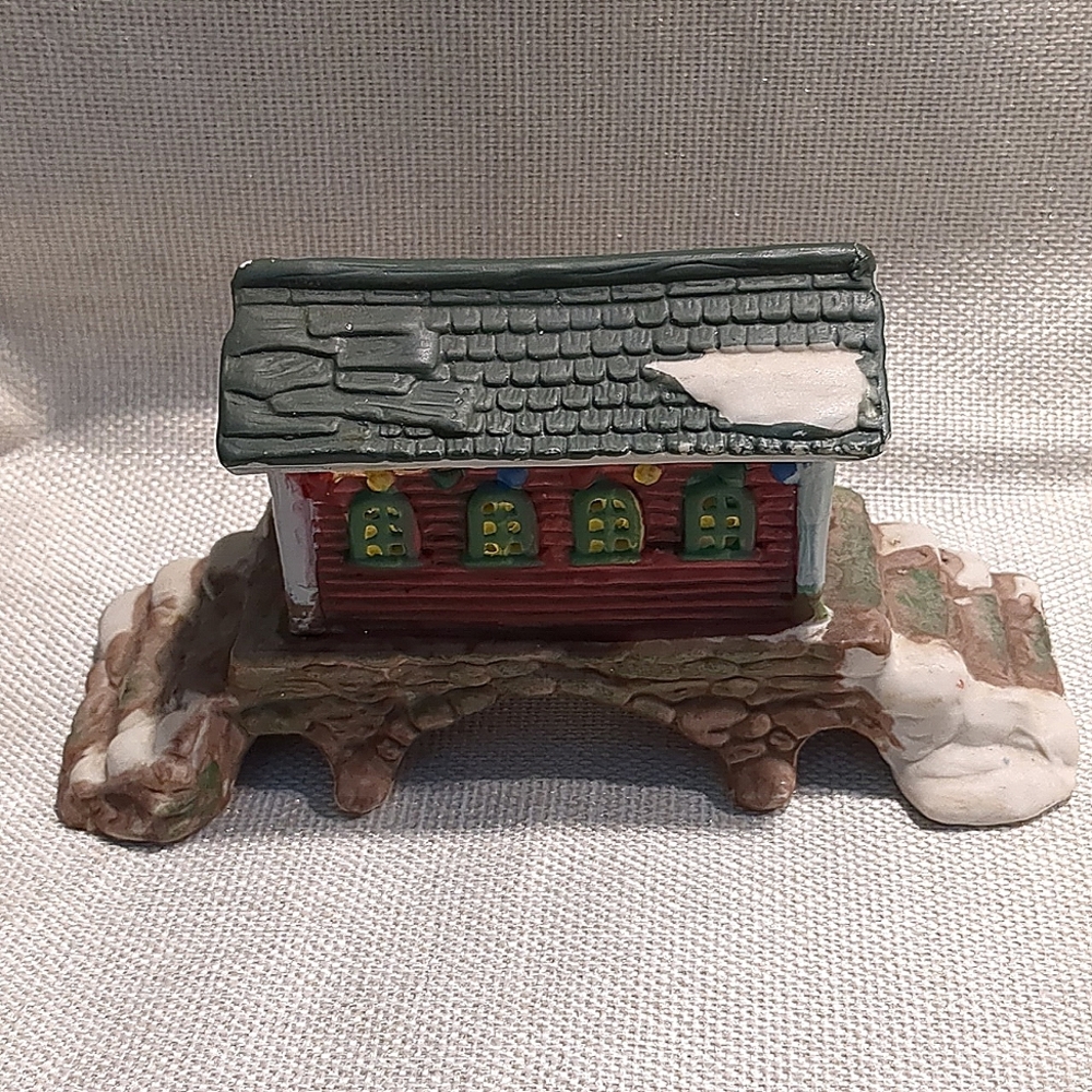Christmas Winter Village Covered Bridge Decor